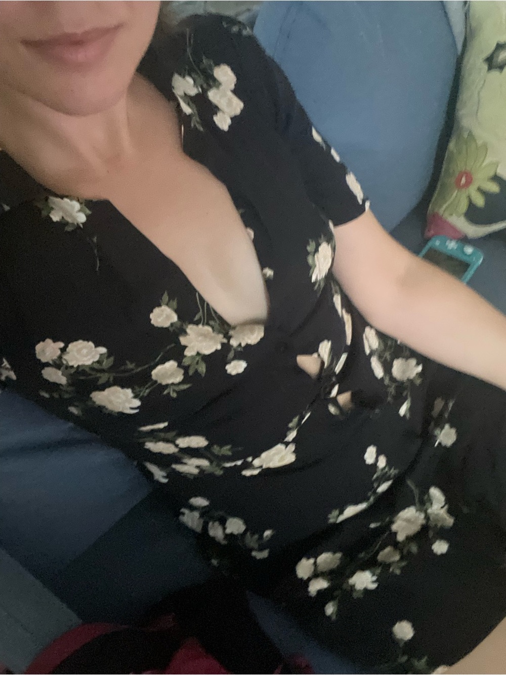 Urban Renewal Black Mini Dress with Pink Floral Print
